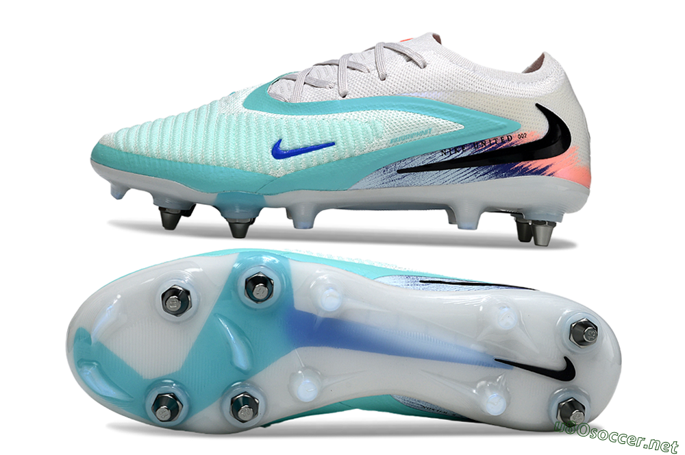 Unisex Nike Phantom 6 Low Elite SG Football Boots - White/Aqua Breeze/Pink Peach 1
