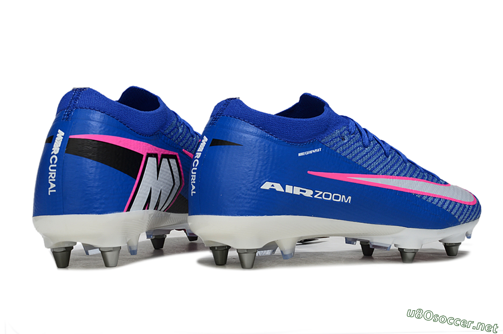 Men's Nike Air Zoom Mercurial Vapor 16 Elite SG Football Boots - Blue/Vibrant Blue/Fresh Pink 6