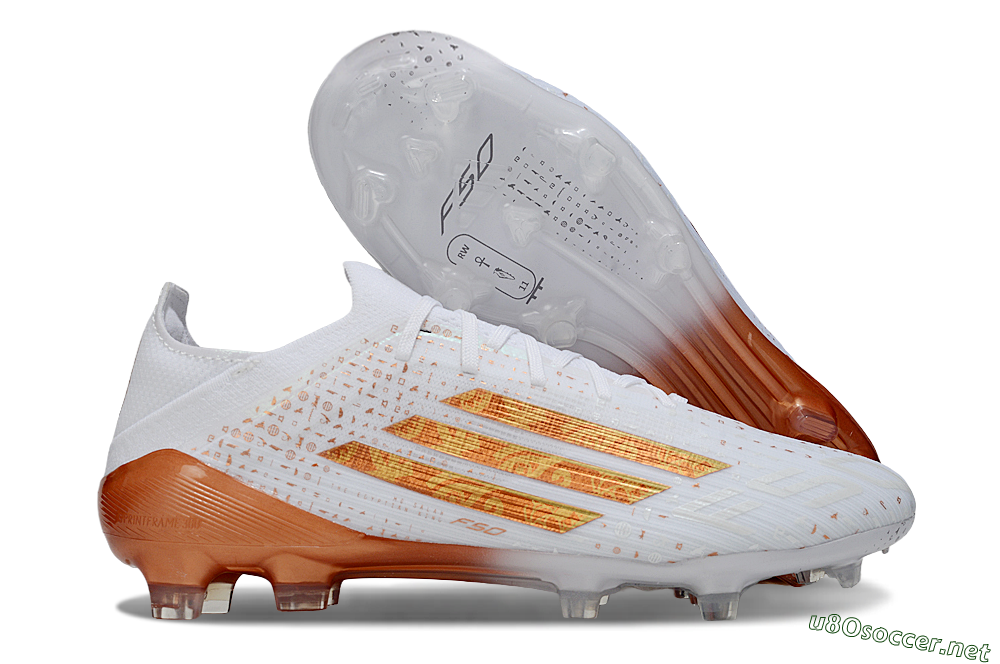 Men's Adidas F50 Pro FG Football Boots - White/Metallic Copper/Solar Red 2