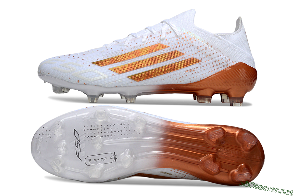Men's Adidas F50 Pro FG Football Boots - White/Metallic Copper/Solar Red 1