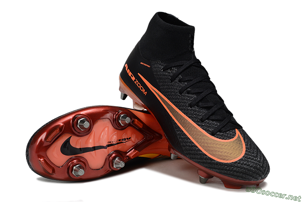 Men's Nike Air Zoom Mercurial Superfly 10 Elite SG Football Boots - Black/Burnt Orange/Shiny Red 3