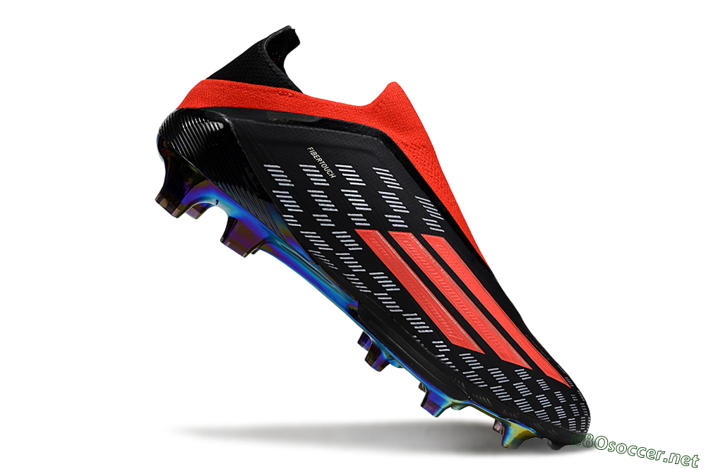 Men's Adidas F50 Lightstrike Pro Laceless FG Football Boots - Black/Fiery Red/Rainbow Hues 4