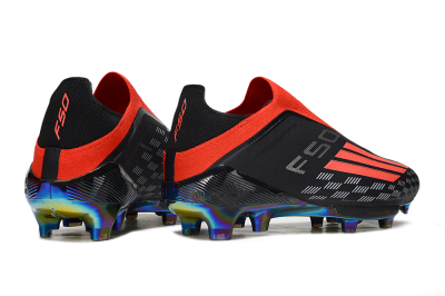 Men's Adidas F50 Lightstrike Pro Laceless FG Football Boots - Black/Fiery Red/Rainbow Hues