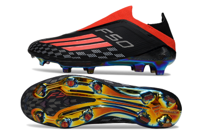 Men's Adidas F50 Lightstrike Pro Laceless FG Football Boots - Black/Fiery Red/Rainbow Hues
