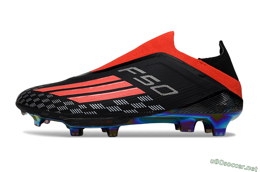 Men's Adidas F50 Lightstrike Pro Laceless FG Football Boots - Black/Fiery Red/Rainbow Hues 0