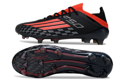 Men's Adidas F50 Pro FG Football Boots - Black/Vibrant Red/Stealth Black