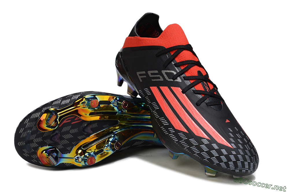 Men's Adidas F50 Lightstrike Pro FG Football Boots - Black/Fiery Red/Neon Blue 3