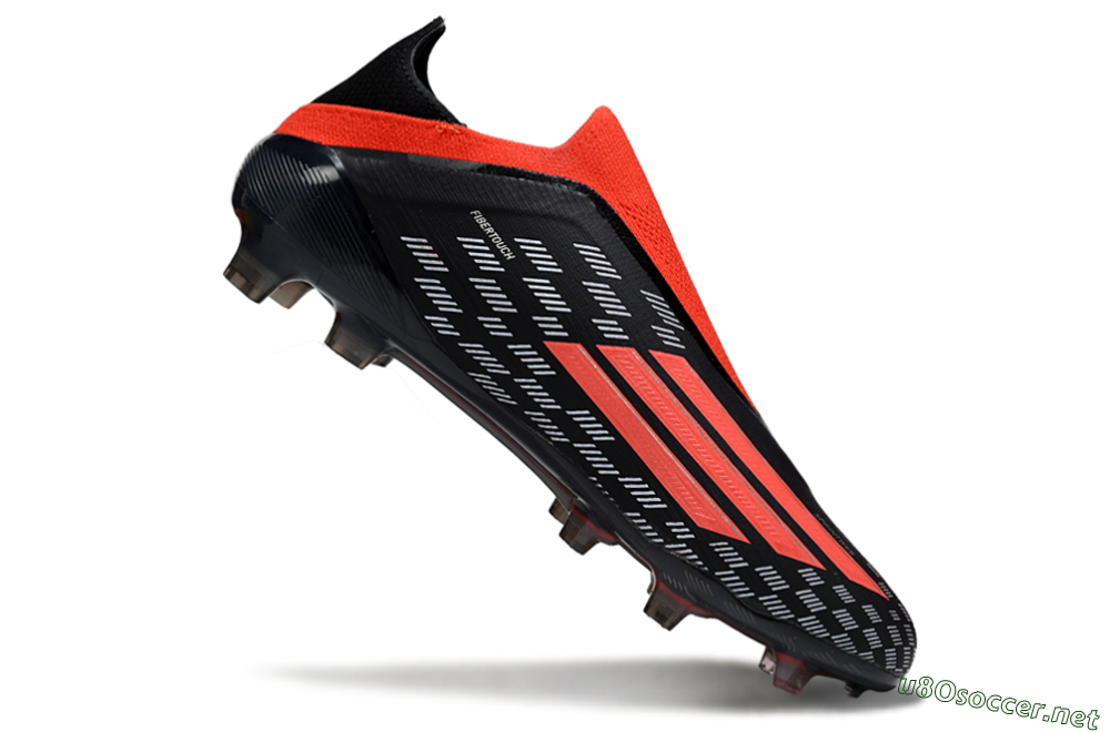 Men's Adidas F50 Pro Laceless FG Football Boots - Black/Fiery Red/Jet Black 4