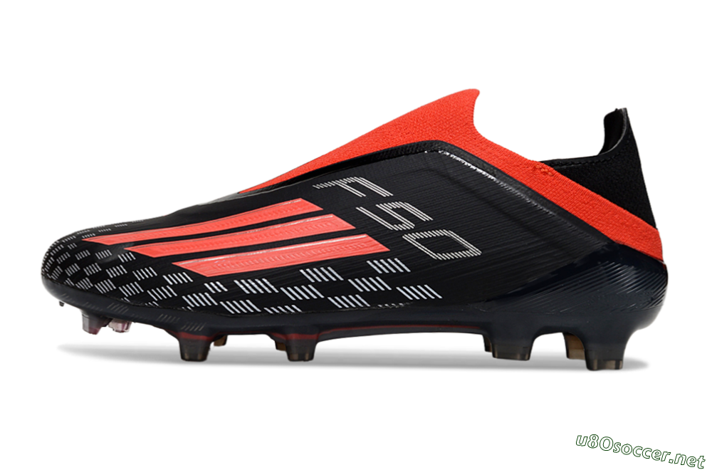 Men's Adidas F50 Pro Laceless FG Football Boots - Black/Fiery Red/Jet Black 0