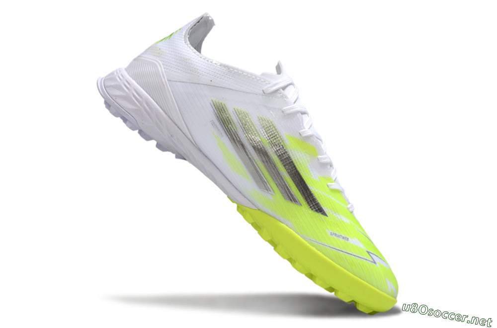 Men's Adidas F50 Pro TF Football Shoes - White/Lime Burst/Neon Glow 4