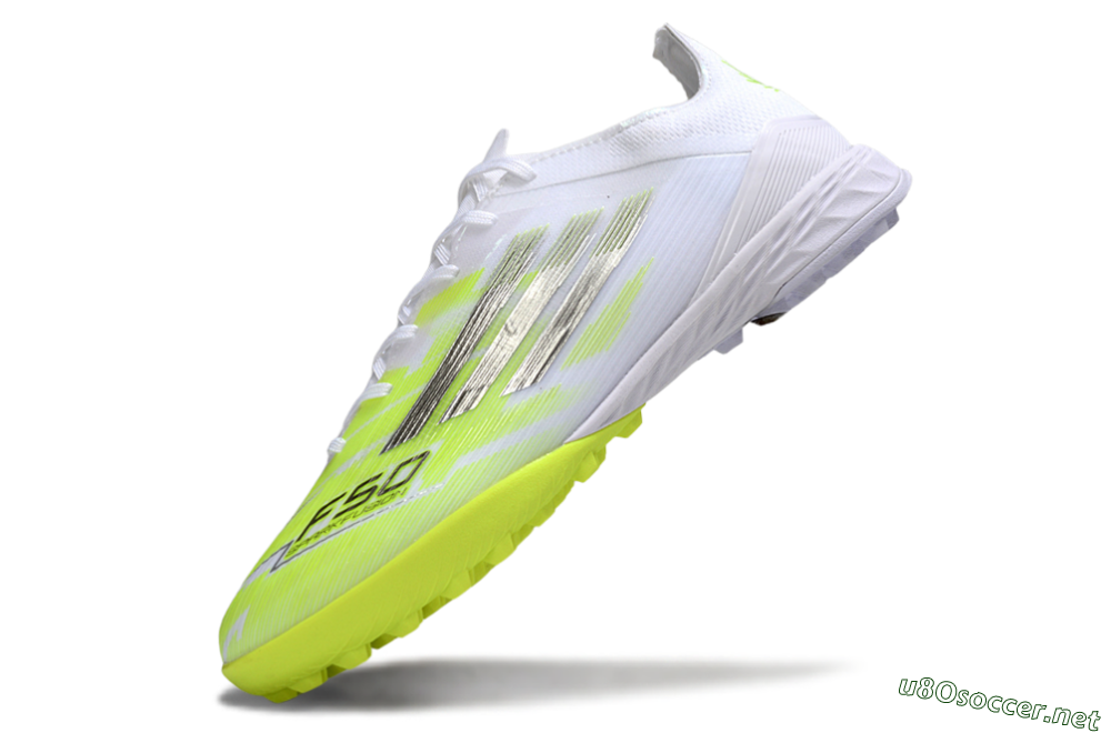 Men's Adidas F50 Pro TF Football Shoes - White/Lime Burst/Neon Glow 5