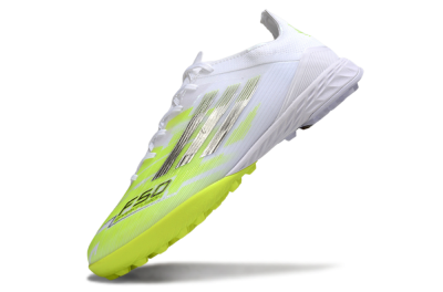 Men's Adidas F50 Pro TF Football Shoes - White/Lime Burst/Neon Glow