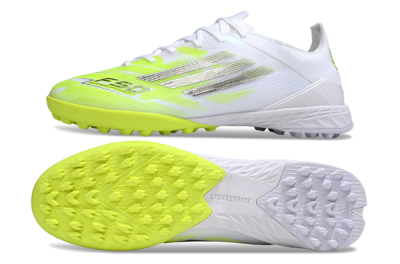 Men's Adidas F50 Pro TF Football Shoes - White/Lime Burst/Neon Glow