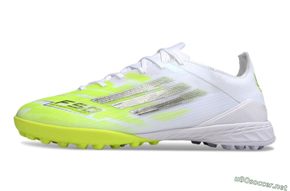 Men's Adidas F50 Pro TF Football Shoes - White/Lime Burst/Neon Glow 0