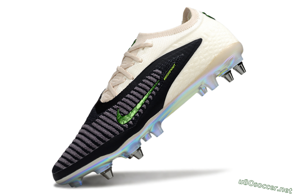 Unisex Nike Phantom 6 Low Elite SG Football Boots - Black/Lime Green/Ivory White 5