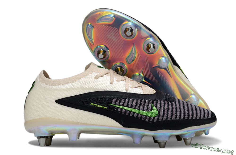 Unisex Nike Phantom 6 Low Elite SG Football Boots - Black/Lime Green/Ivory White 2