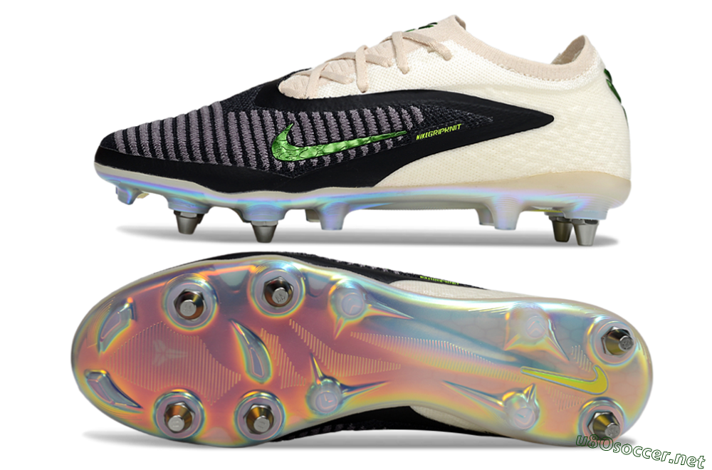 Unisex Nike Phantom 6 Low Elite SG Football Boots - Black/Lime Green/Ivory White 1