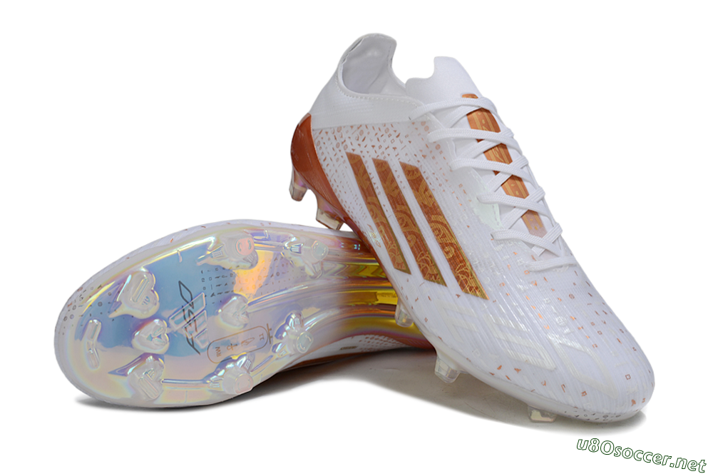 Men's Adidas F50 Pro FG Football Boots - White/Shimmering Orange/Metallic Rose 3