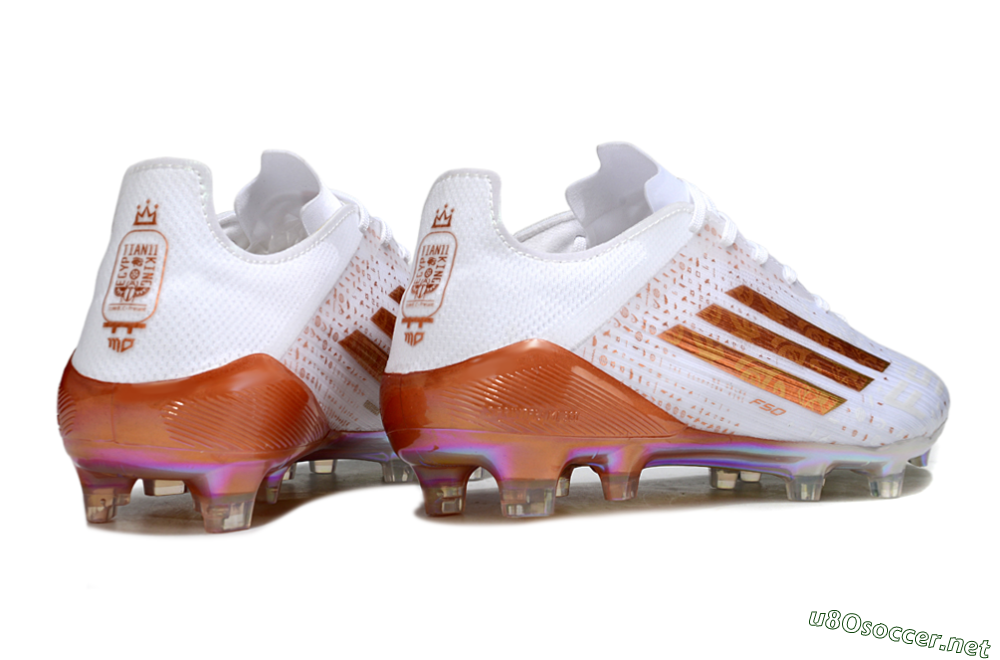 Men's Adidas F50 Pro FG Football Boots - White/Shimmering Orange/Metallic Rose 6