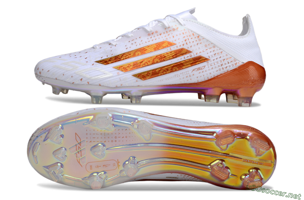 Men's Adidas F50 Pro FG Football Boots - White/Shimmering Orange/Metallic Rose 1