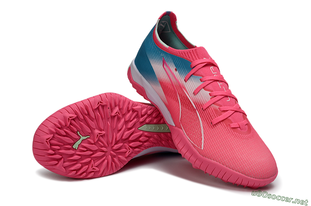 Men's Puma Ultra Ultimate TF Football Shoes - Pink/Coral Pink/Turquoise Blue 3