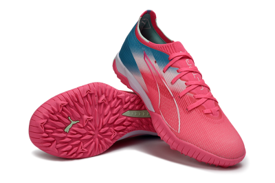 Men's Puma Ultra Ultimate TF Football Shoes - Pink/Coral Pink/Turquoise Blue