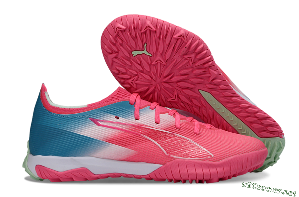 Men's Puma Ultra Ultimate TF Football Shoes - Pink/Coral Pink/Turquoise Blue 2