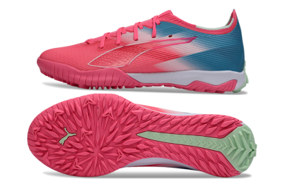Men's Puma Ultra Ultimate TF Football Shoes - Pink/Coral Pink/Turquoise Blue