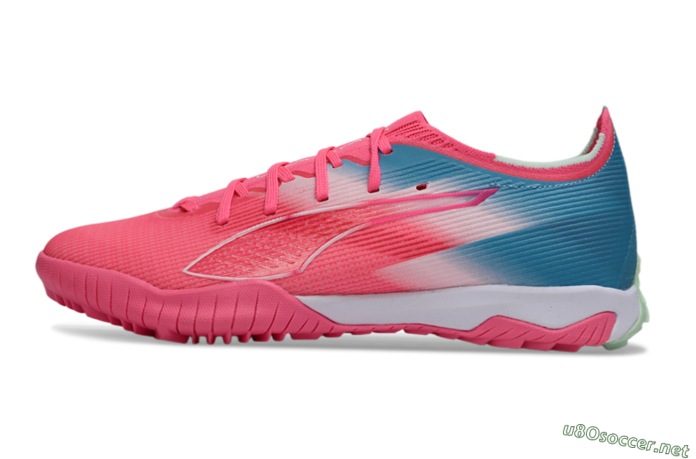 Men's Puma Ultra Ultimate TF Football Shoes - Pink/Coral Pink/Turquoise Blue 0
