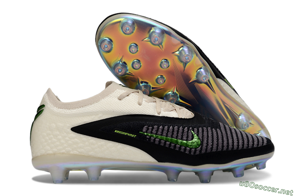 Unisex Nike Phantom 6 Low Elite AG Football Boots - Black/Green Glint/White Frost 2