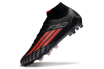 Men's Adidas F50 Pro Mid FG Football Boots - Black/Fiery Red/Jet Black