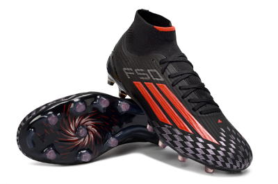 Men's Adidas F50 Pro Mid FG Football Boots - Black/Fiery Red/Jet Black