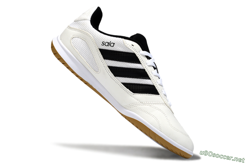 Men's Adidas Top Sala IC Football Shoes - White/Classic Black/Golden Tan 4