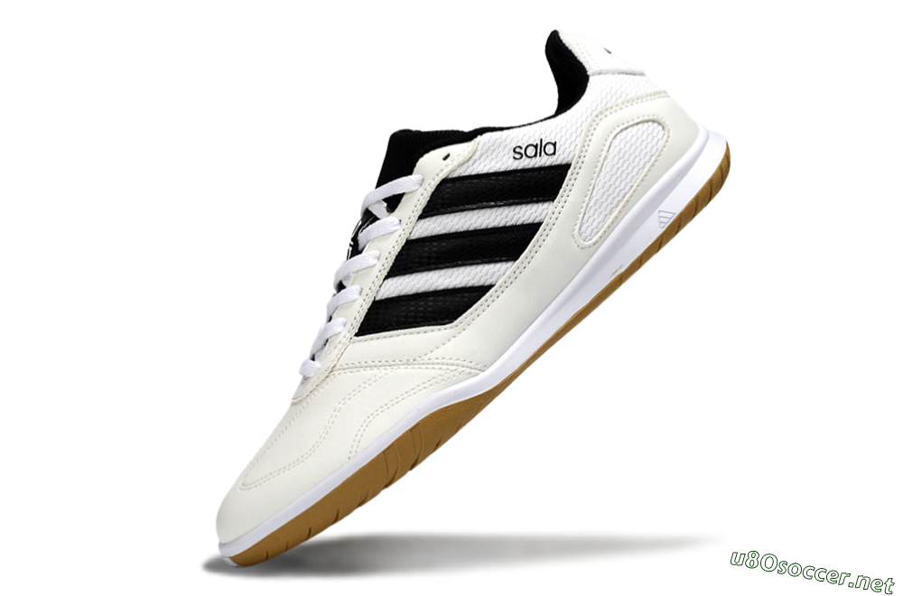 Men's Adidas Top Sala IC Football Shoes - White/Classic Black/Golden Tan 5