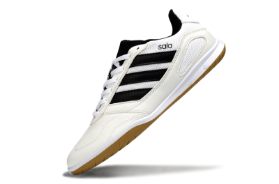 Men's Adidas Top Sala IC Football Shoes - White/Classic Black/Golden Tan