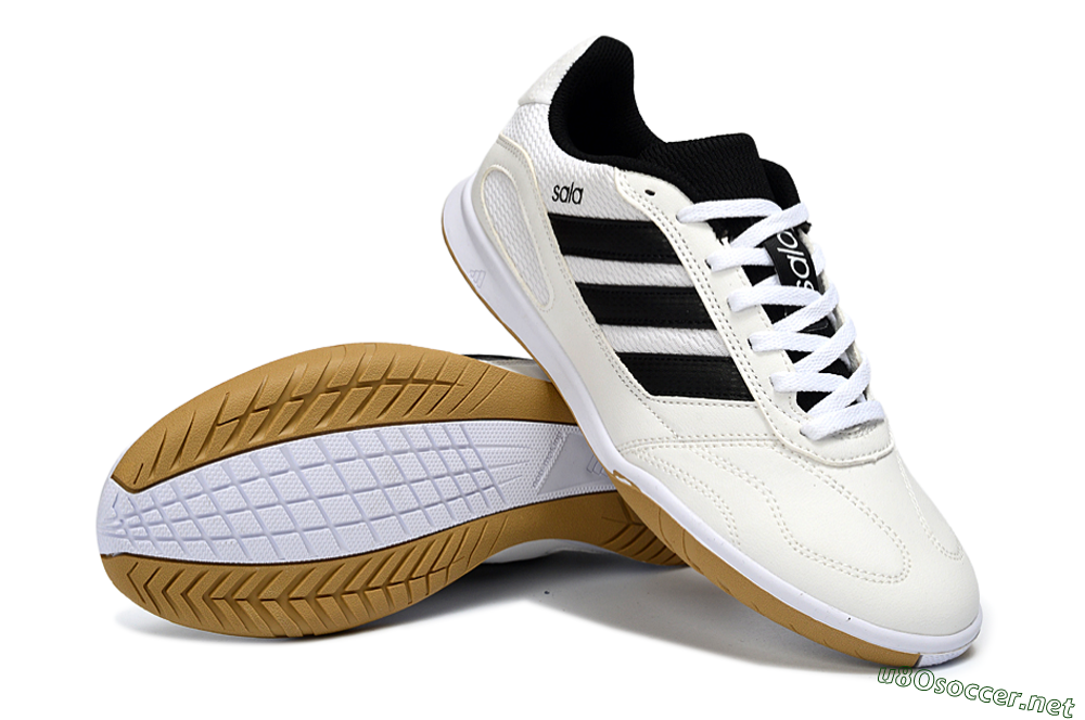 Men's Adidas Top Sala IC Football Shoes - White/Classic Black/Golden Tan 3
