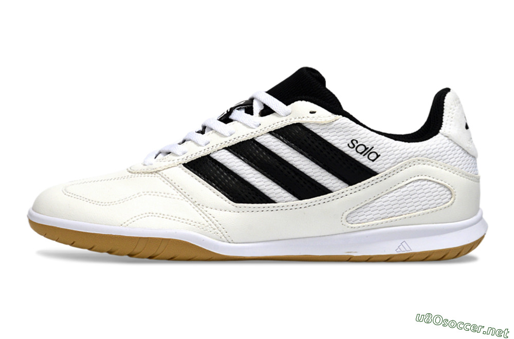 Men's Adidas Top Sala IC Football Shoes - White/Classic Black/Golden Tan 0