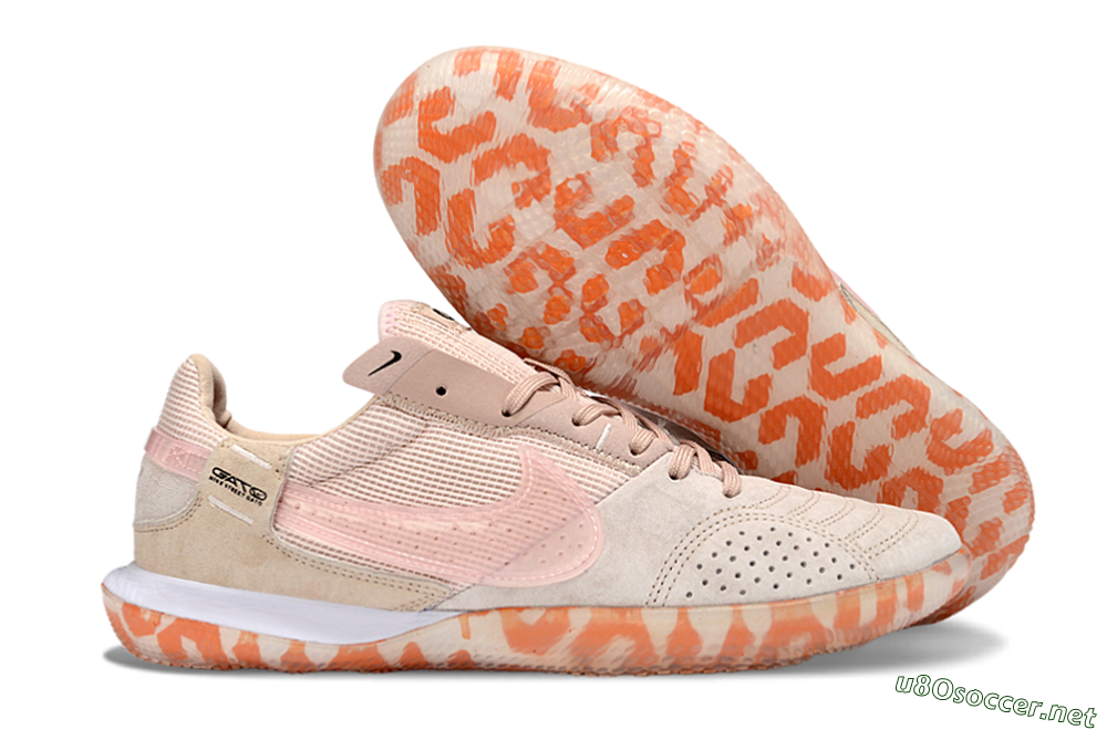 Unisex Nike Street Gato IC Football Shoes - Beige/Peachy Tone/Coral Accents 2