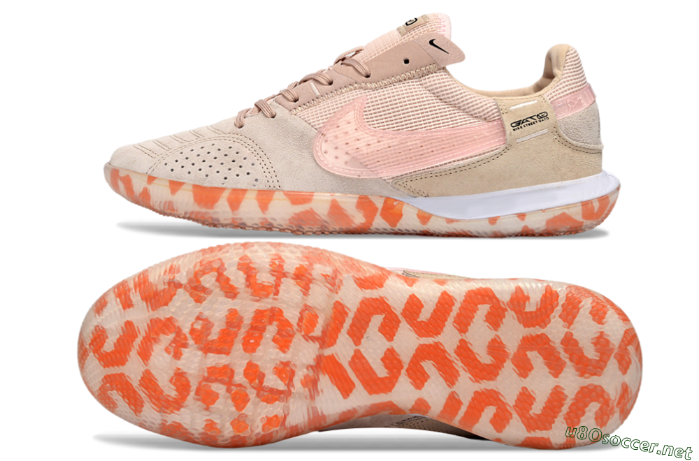 Unisex Nike Street Gato IC Football Shoes - Beige/Peachy Tone/Coral Accents 1
