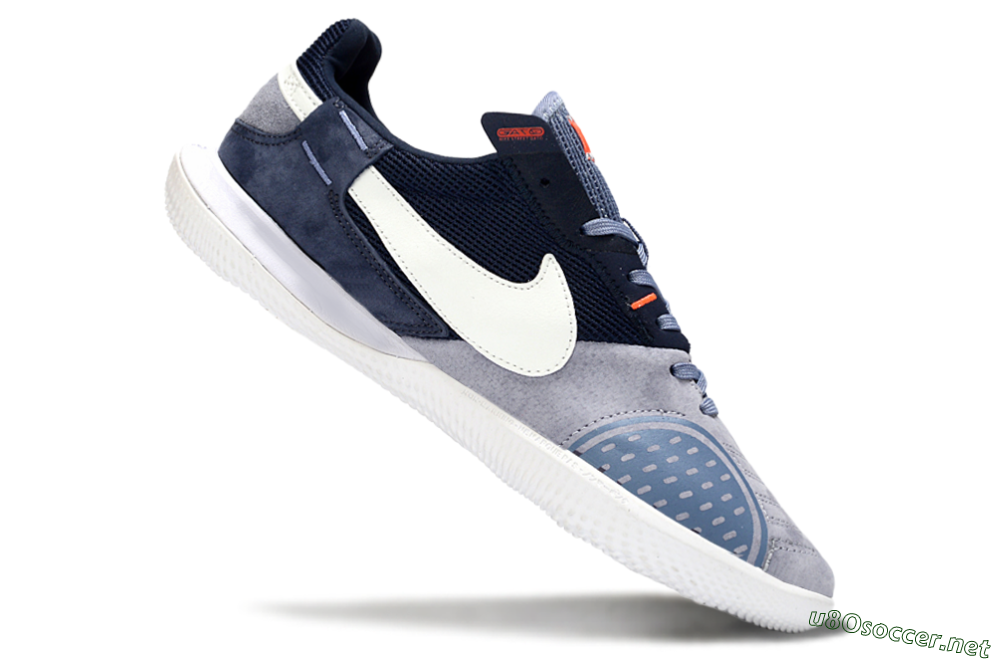 Unisex Nike Street Gato IC Football Shoes - Grey/Navy Blue/White 4