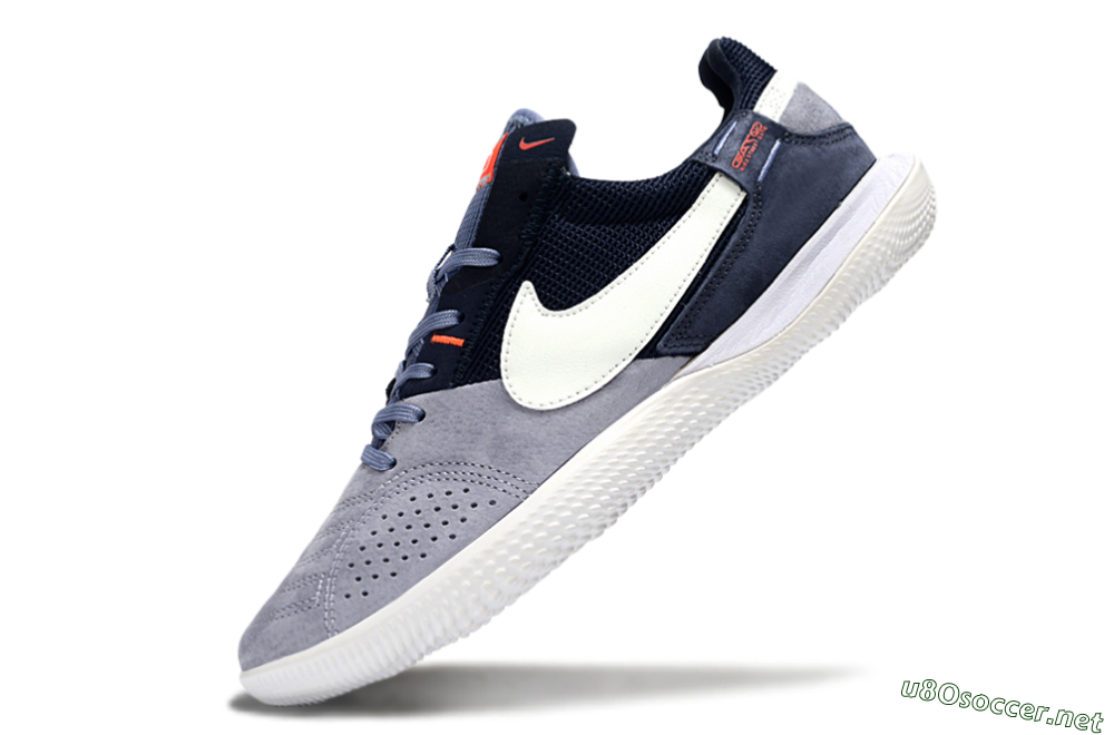 Unisex Nike Street Gato IC Football Shoes - Grey/Navy Blue/White 5