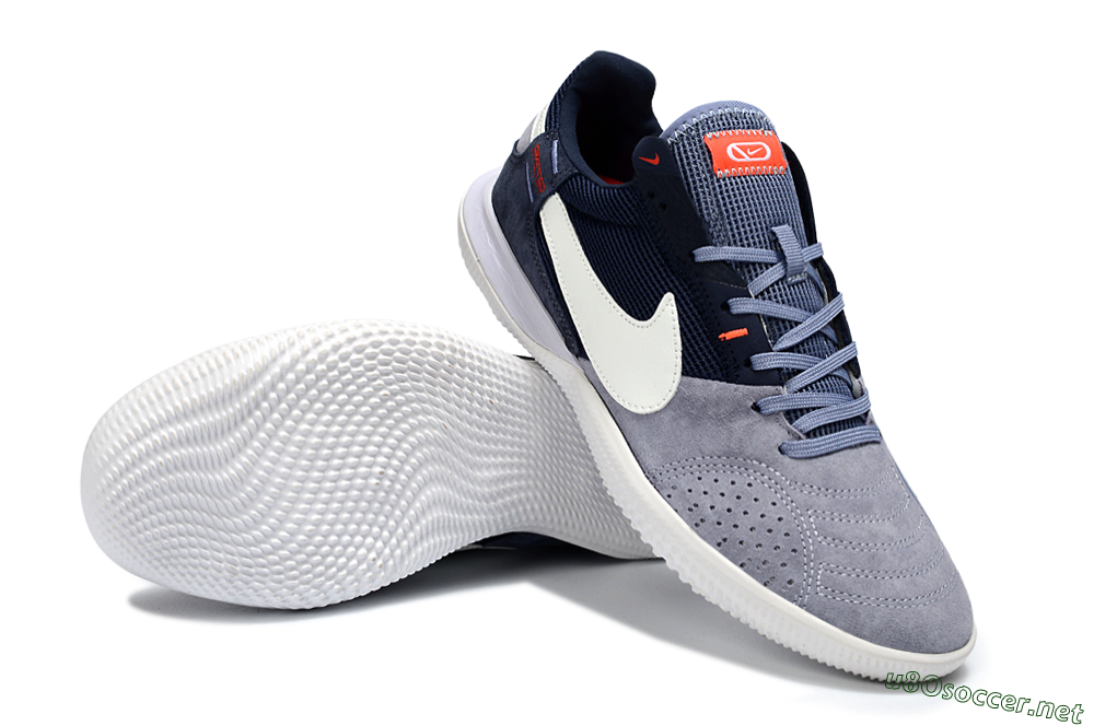 Unisex Nike Street Gato IC Football Shoes - Grey/Navy Blue/White 3