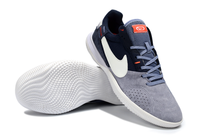 Unisex Nike Street Gato IC Football Shoes - Grey/Navy Blue/White