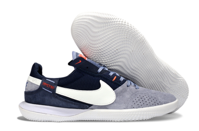 Unisex Nike Street Gato IC Football Shoes - Grey/Navy Blue/White