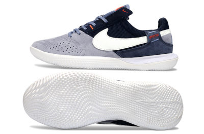 Unisex Nike Street Gato IC Football Shoes - Grey/Navy Blue/White