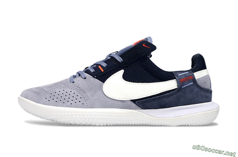 Unisex Nike Street Gato IC Football Shoes - Grey/Navy Blue/White 0