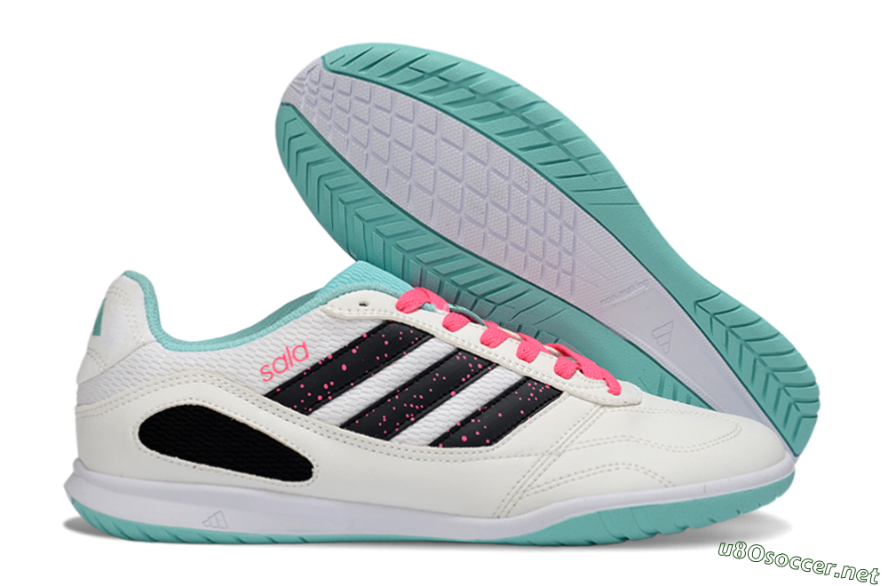 Men's Adidas Top Sala IC Football Shoes - White/Aqua Breeze/Pink Blast 2