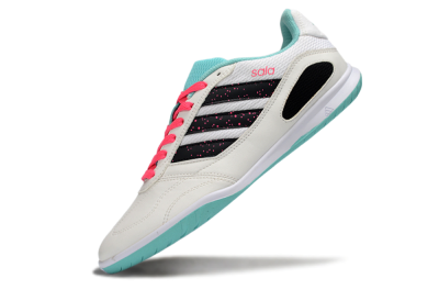 Men's Adidas Top Sala IC Football Shoes - White/Aqua Breeze/Pink Blast