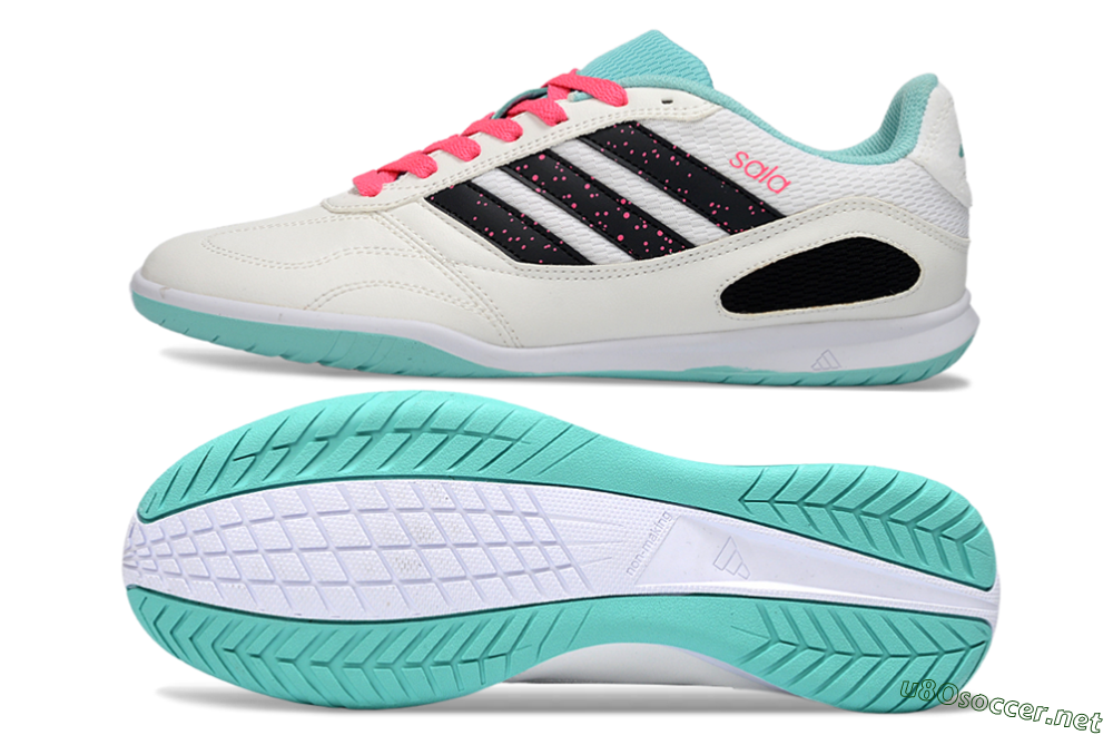 Men's Adidas Top Sala IC Football Shoes - White/Aqua Breeze/Pink Blast 1