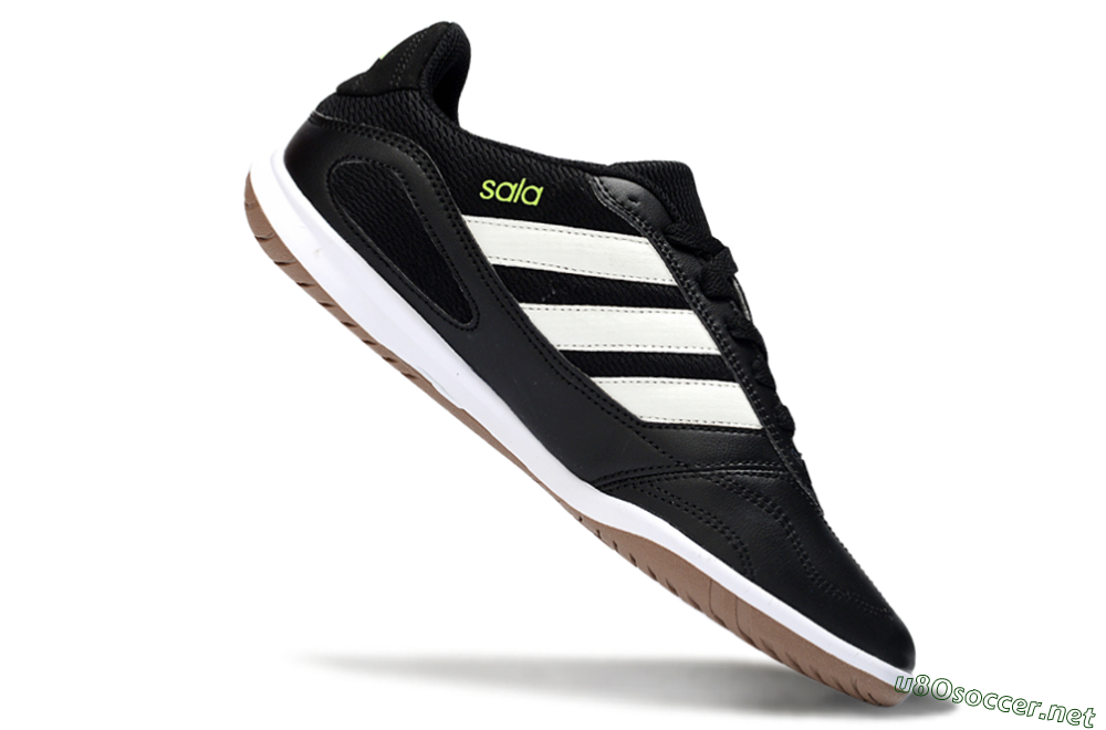 Men's Adidas Top Sala IC Football Shoes - Black/Lime Glow/Brown Suede 4